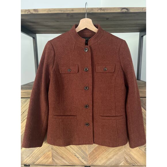 Talbots Wool Blend Military Style Blazer in Rust Brown Sz 4 - Picture 1 of 6